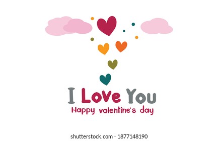 Happy Valentine's Day  with love  and  hearts, Holiday  greeting card, gift voucher, invitation design, love creative concept Vector illustration.