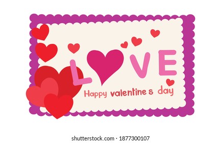 Happy Valentine's Day  with love  and  hearts, Holiday  greeting card, gift voucher, invitation design, love creative concept Vector illustration.