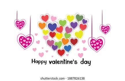 Happy Valentine's Day  with love  and  hearts, Holiday  greeting card, gift voucher, invitation design, love creative concept Vector illustration.