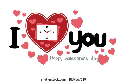 Happy Valentine's Day  with love  and  hearts, Holiday  greeting card, gift voucher, invitation design, love creative concept Vector illustration.