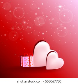 happy valentines day love hearts white and gift box