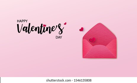 Happy valentine's day. Love letter sweet pastel color. Vector illustration.