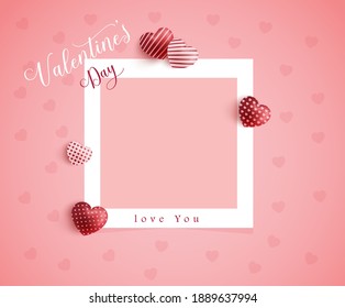 happy valentines day love photo frame with lovely hearts