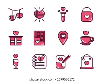 happy valentines day love romantic feeling icons collection vector illustration
