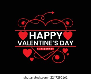 Happy Valentines Day Love Shapes Vector T-shirt Design