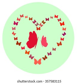 Happy Valentine's Day. Love symbol. Butterfly in love. Vector icon.