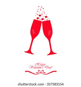 Happy Valentine's Day. Love Symbol. Champange. Vector Icon.