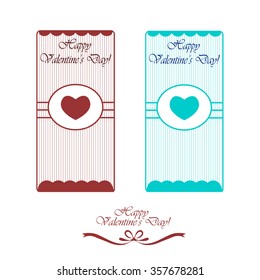 Happy Valentine's Day. Love symbol. Postcard in red and blue. Vector icon.