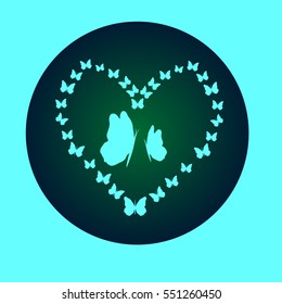 Happy Valentine's Day. Love symbol. Butterfly in love. Vector icon.