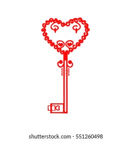 Happy Valentine's Day. Love symbol. Key. Vector icon.