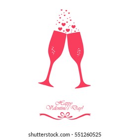 Happy Valentine's Day. Love Symbol. Champange. Vector Icon.