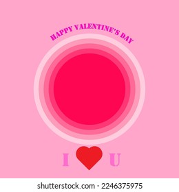 Happy valentine's day with I love U word in pink romantic style for sticker, cover, background, poster, postcard or decorative. Illustration about Valentine's day festival.