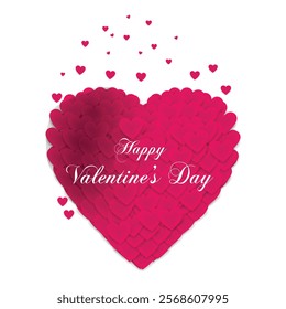 Happy Valentine's day love vector card design. Romantic template decorate with text calligraphy and trendy hearts.