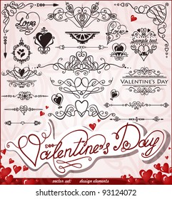 Happy Valentines Day, Love vector set; Abstract, vintage