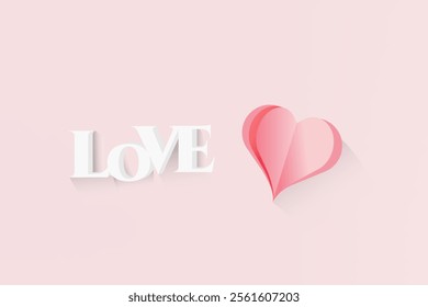 happy Valentines Day, love or wedding day on pastel pink background