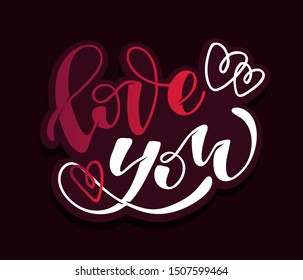 Happy Valentines Day - Love You - Heart - cute hand drawn doodle template lettering postcard invitation poster banner art