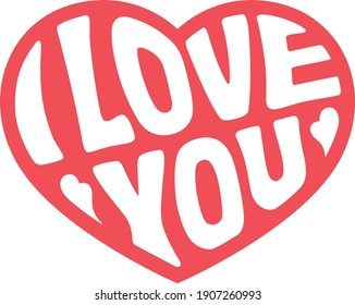 Happy Valentines Day, I love you. Vector illustration of love, heart shape logo.