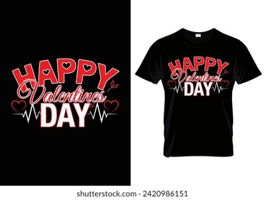 Happy Valentines day. Love you, heart, pattern Typography t shirt design.