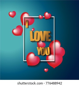 Happy valentine's day, I love you text and heart, love card