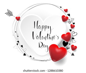 Happy Valentines Day lovely cartoon greeting card with heart card,vector,elements,love,flyers,invitation,brochure,banners,posters,white background,creative hand drawn text