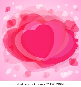 Happy Valentine's day lovely cute background with hearts. Valentine pink colouerd bg. Falling in love congrats, picture concept. Isolated abstract graphic design template. Decorative romantic backdrop