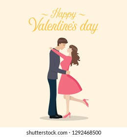 Happy valentines day with Loving couple are kissing. Vector illustration