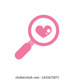 happy valentines day magnifier heart love romantic vector illustration pink design