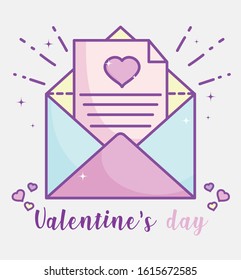 happy valentines day, mail envelope letter hearts love romantic vector illustration