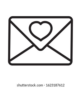 happy valentines day, mail envelope letter card love vector illustration thick line