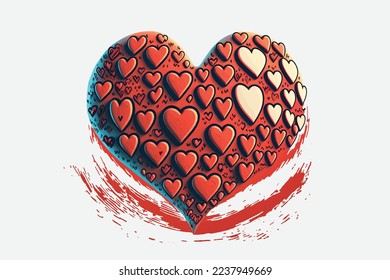 Happy Valentine's Day Many Hearts in Huge Heart Shape in Vector