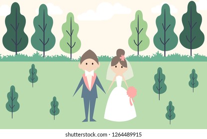 Happy Valentines Day and Happy Marry, on abstract background lat design style vector graphic illustration
