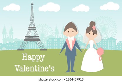 Happy Valentines Day and Happy Marry, on abstract background lat design style vector graphic illustration
