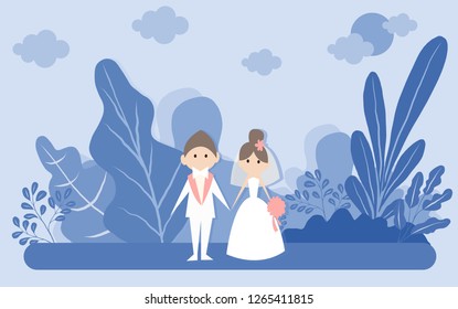 Happy Valentines Day and Happy Marry, on abstract background lat design style vector graphic illustration
