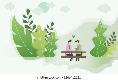 Happy Valentines Day and Happy Marry, on abstract background lat design style vector graphic illustration
