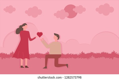 Happy Valentines Day and Happy Marry, on abstract background lat design style vector graphic illustration
