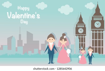 Happy Valentines Day and Happy Marry, on abstract background design style vector graphic illustration