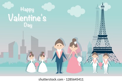 Happy Valentines Day and Happy Marry, on abstract background design style vector graphic illustration