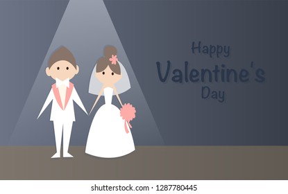 Happy Valentines Day and Happy Marry, on abstract background lat design style vector graphic illustration
