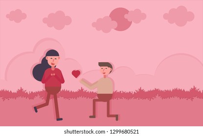 Happy Valentines Day and Happy Marry, on abstract background lat design style vector graphic illustration
