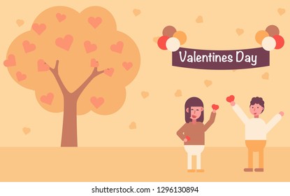 Happy Valentines Day and Happy Marry,Gay lovely, on abstract background lat design style vector graphic illustration
