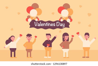 Happy Valentines Day and Happy Marry,Gay lovely, on abstract background lat design style vector graphic illustration
