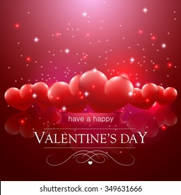 Happy Valentine's day message, floating hearts vector background.