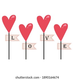 Happy Valentine's Day message isolated on white background. Design elements for Valentine's day
