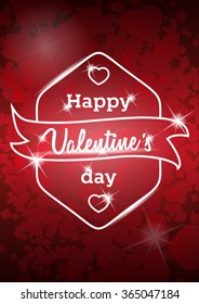 Happy Valentine's day message on red blurred background. Vintage retro vector background. poster, brochure or greeting card concept