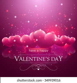 Happy Valentine's day message, pink floating hearts.