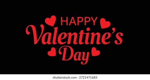 A happy valentine's day message in red text on a black background