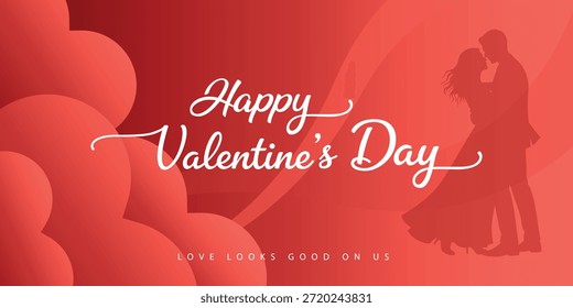 Mensaje feliz del día de San Valentín con las Formas rosadas suaves de la onda, fondo romántico moderno lindo