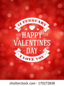  Happy Valentine's day message vintage retro vector background. 