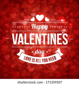 Happy Valentine's day message vintage retro vector background. 