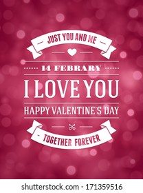 Happy Valentine's day message vintage retro vector background. 